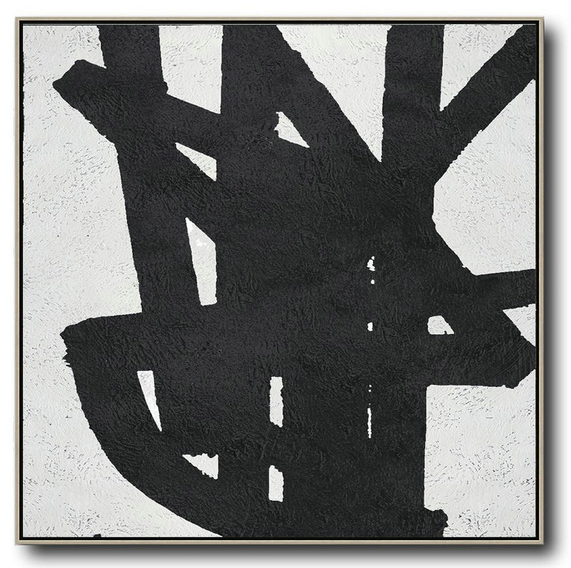 Handmade Extra Large Contemporary Painting,Oversized Minimal Black And White Painting - Wall Art Painting